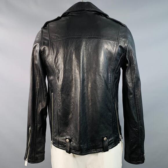 ZADIG & VOLTAIRE Size L Louis Black Sheepskin Leather Biker Jacket - Picture 3 of 6